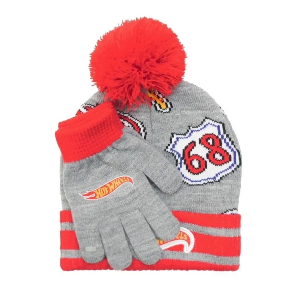Hot Wheels Boys Beanie Hat & Glove Set